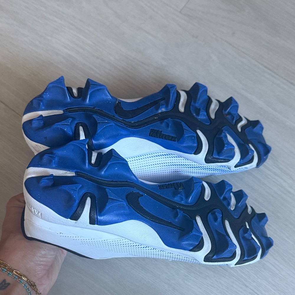 Nike Vapor Shark 3 White and Blue Football Cleats - Picture 5 of 6
